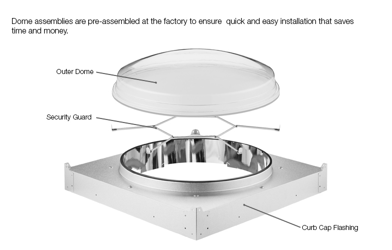 Single-Glazed Dome Assembly With Security Guard Single-Glazed Dome Assembly With Security Guard